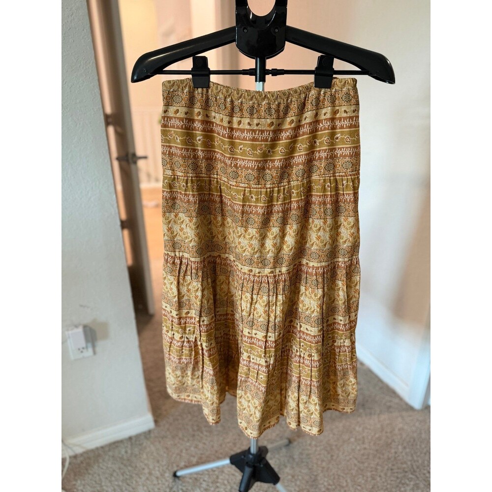Vintage Y2K Xhiliration Boho Style Tiered Midi Skirt Size Small